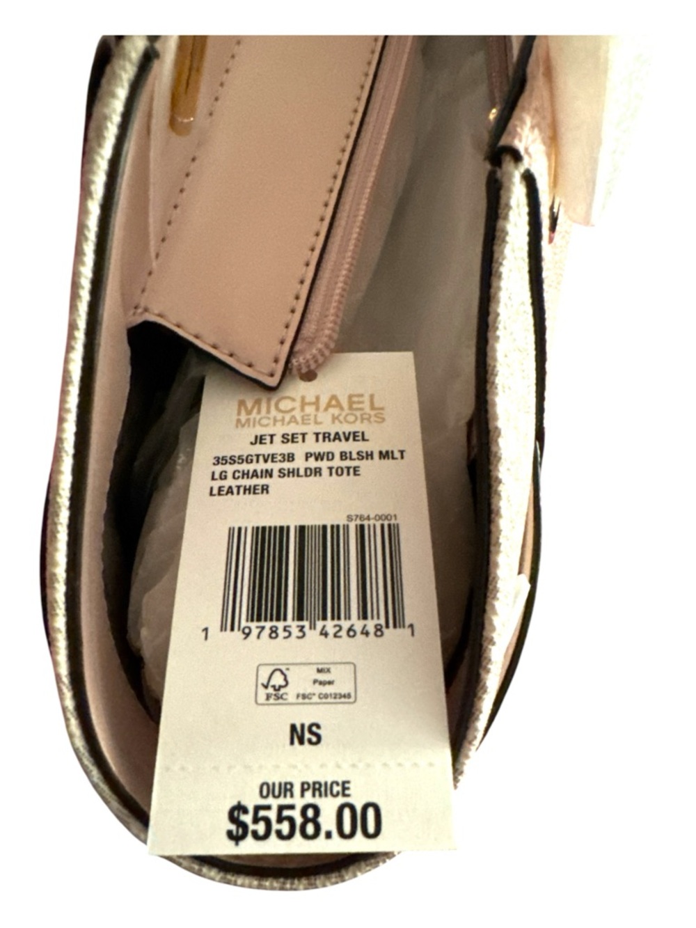 Michael Kors $558msrp Blush Pink Large Chain Jet Set Travel Tote Bag - Picture 4 of 9